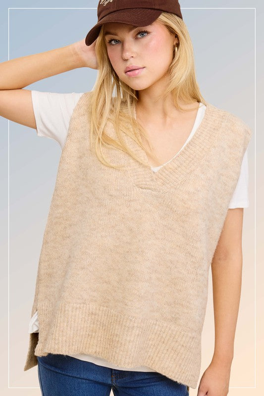 Soft Knit Sweater Vest Cream