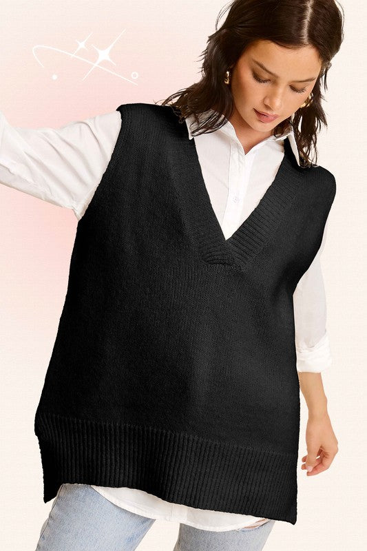 Soft Knit Sweater Vest Black