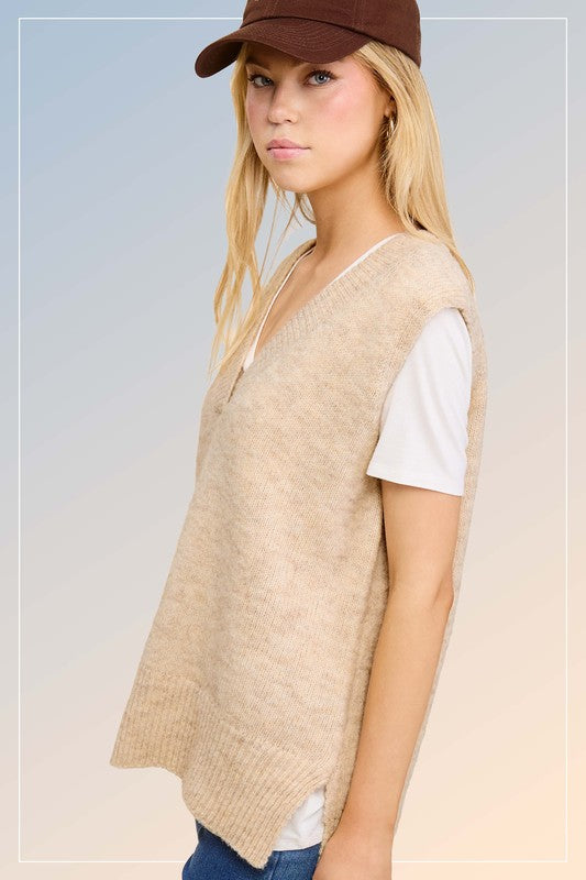 Soft Knit Sweater Vest Cream