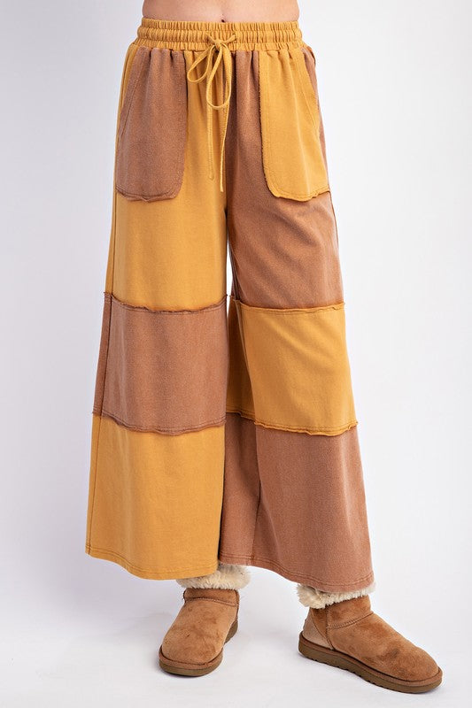 Color Block Terry Knit Pants Mocha