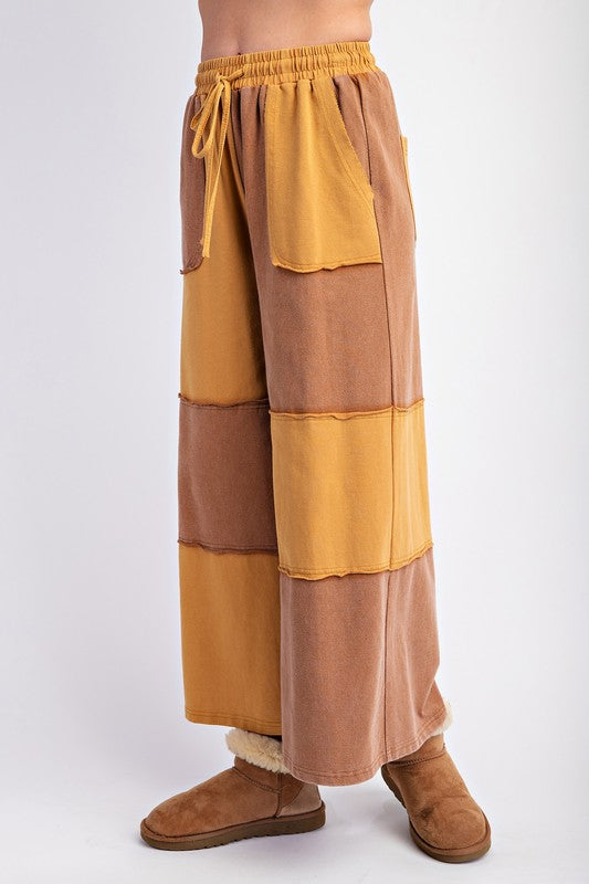 Color Block Terry Knit Pants Mocha