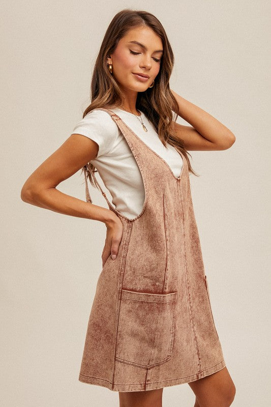 Snow Wash Twill Overall Dress Rust