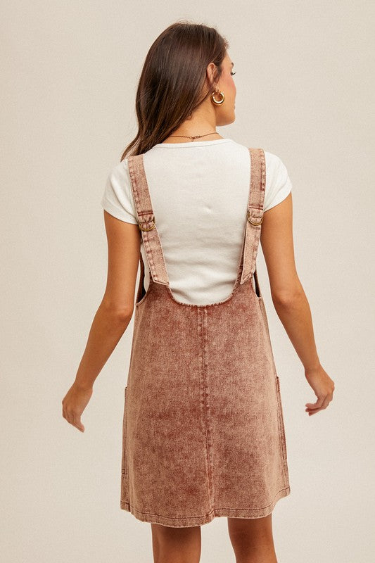 Snow Wash Twill Overall Dress Rust