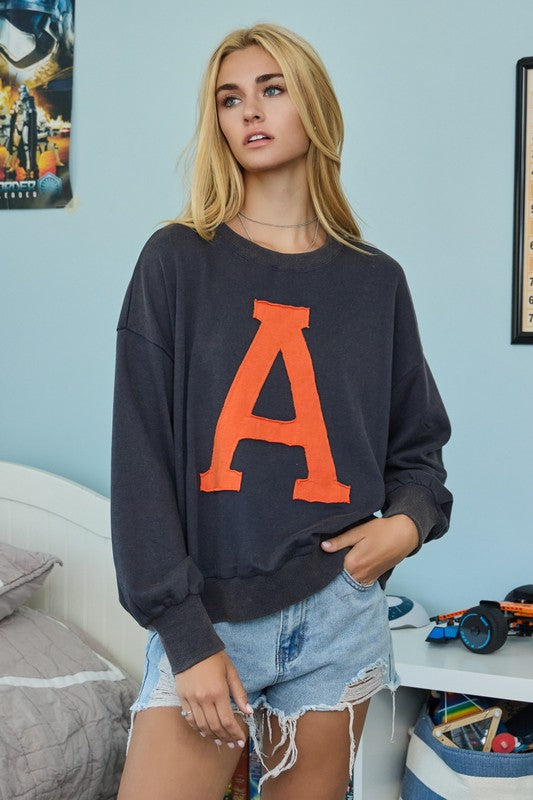 Acid Washed Sweatshirt "A" Logo Navy