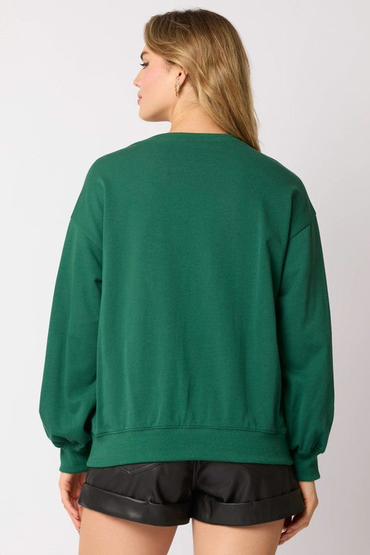 Ribbon Bow Christmas Sweatshirt Green