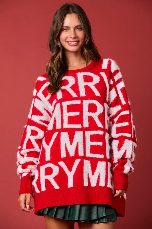 Merry 3D Yarn Detail Sweater Red