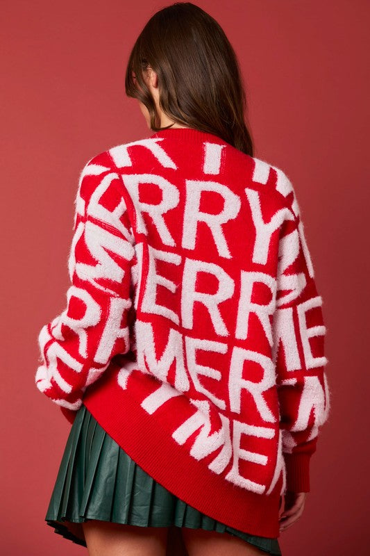 Merry 3D Yarn Detail Sweater Red