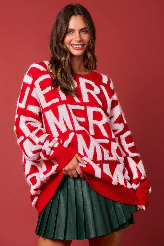 Merry 3D Yarn Detail Sweater Red