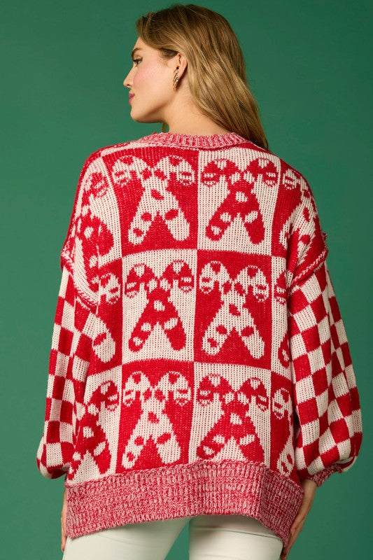 Christmas Candycane Sweater Red