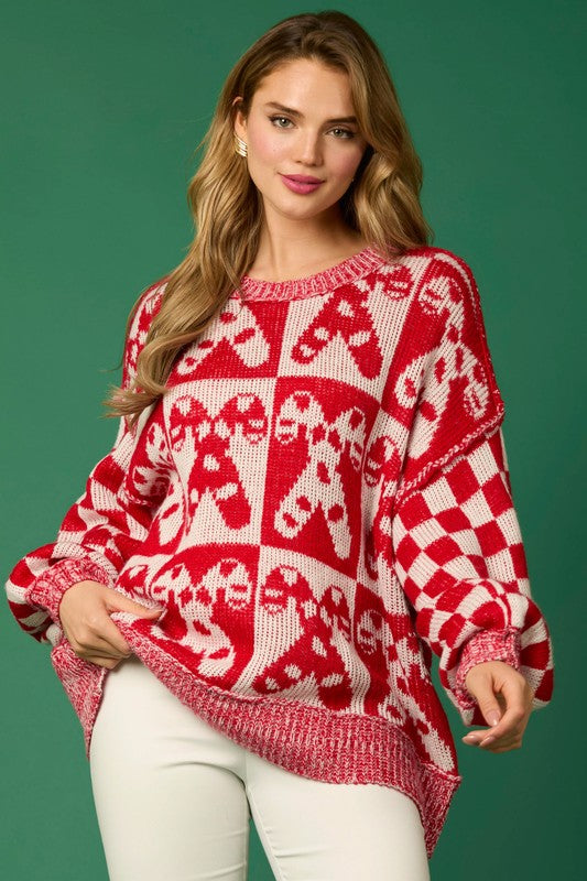 Christmas Candycane Sweater Red