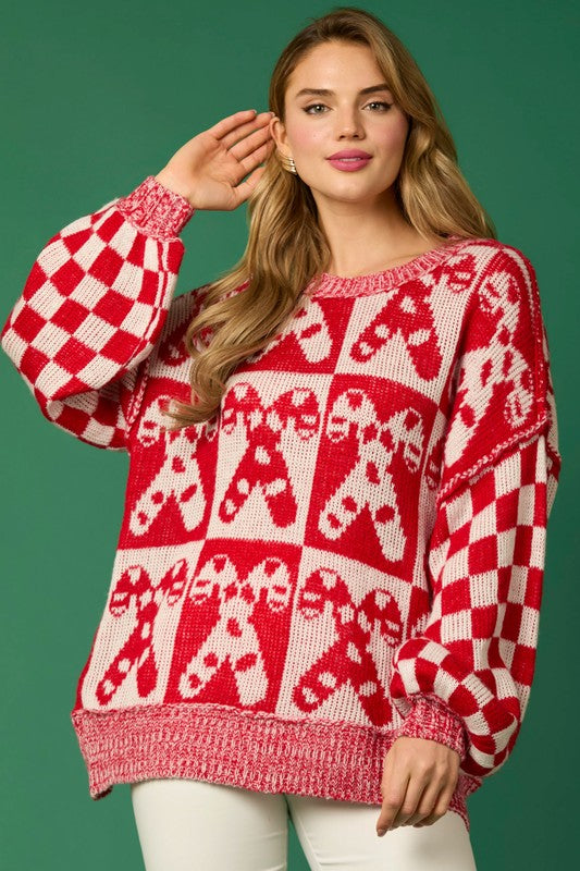 Christmas Candycane Sweater Red