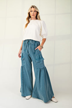 Mineral Wash Terry Knit Pants Teal