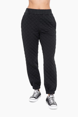 Quilted Jersey Joggers Black