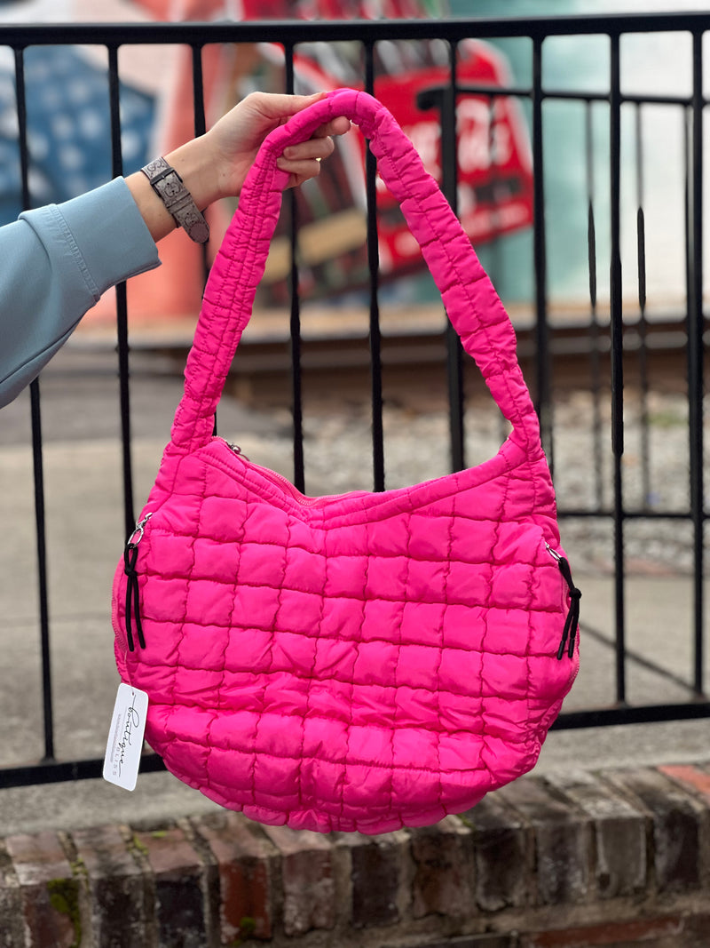 Quilted Shoulder Bag Hot Pink