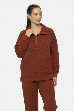 Quilted Jersey Pullover Mahogany