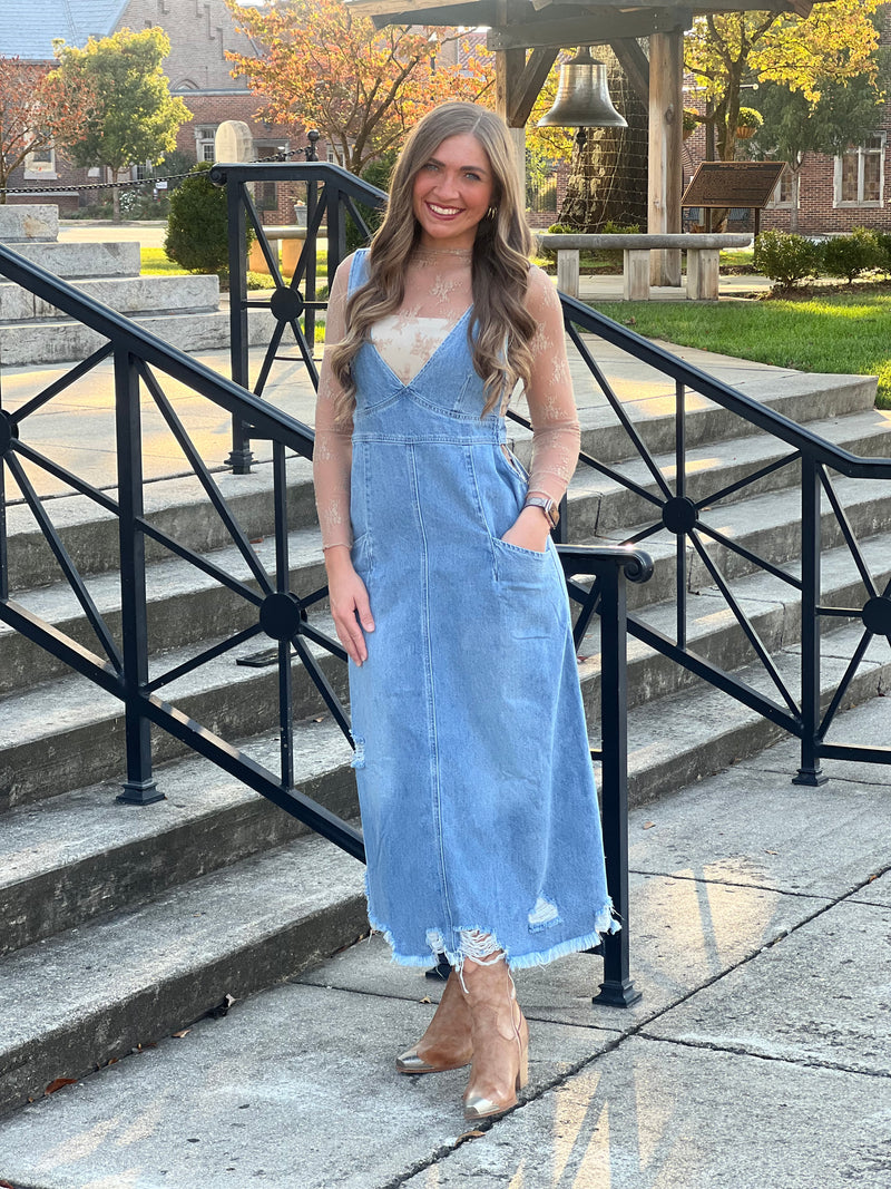 Mineral Washed Maxi Dress Denim