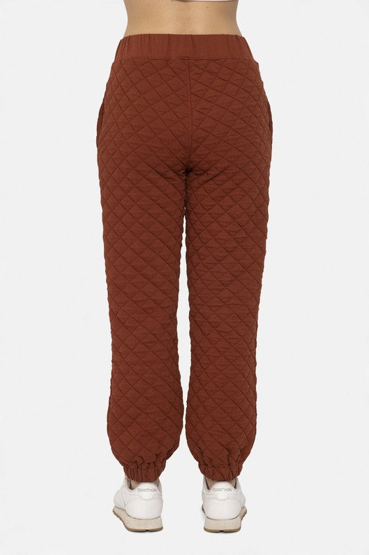 Quilted Jersey Joggers Mahogany