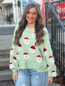 Fuzzy Santa Sweater Light Mint