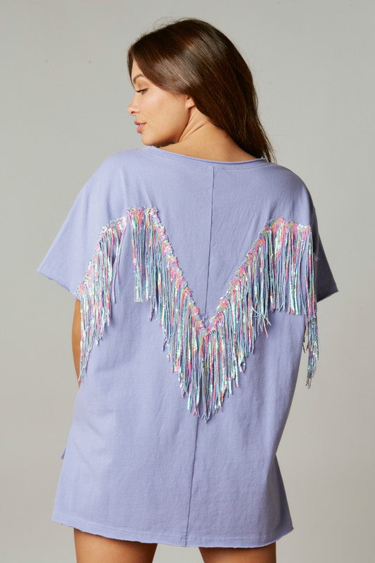 Sequin Fringe Top Light Purple