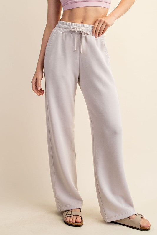 Modal Straight Pants Mocha Cream