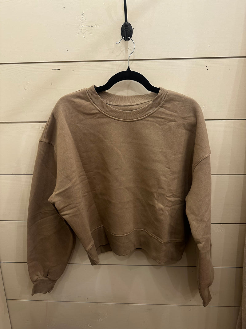 Crew Neck Pullover Sweatshirt Beige