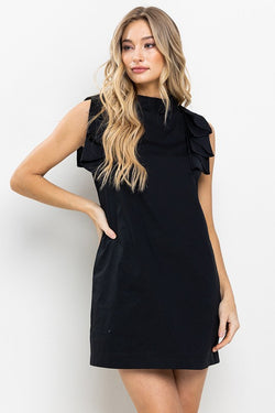 Ruffle Detailed Mini Dress Black