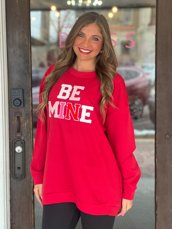 Soft Ideal Chenille Be Mine Sweatshirt Red