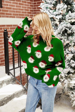 Fuzzy Santa Sweater Green