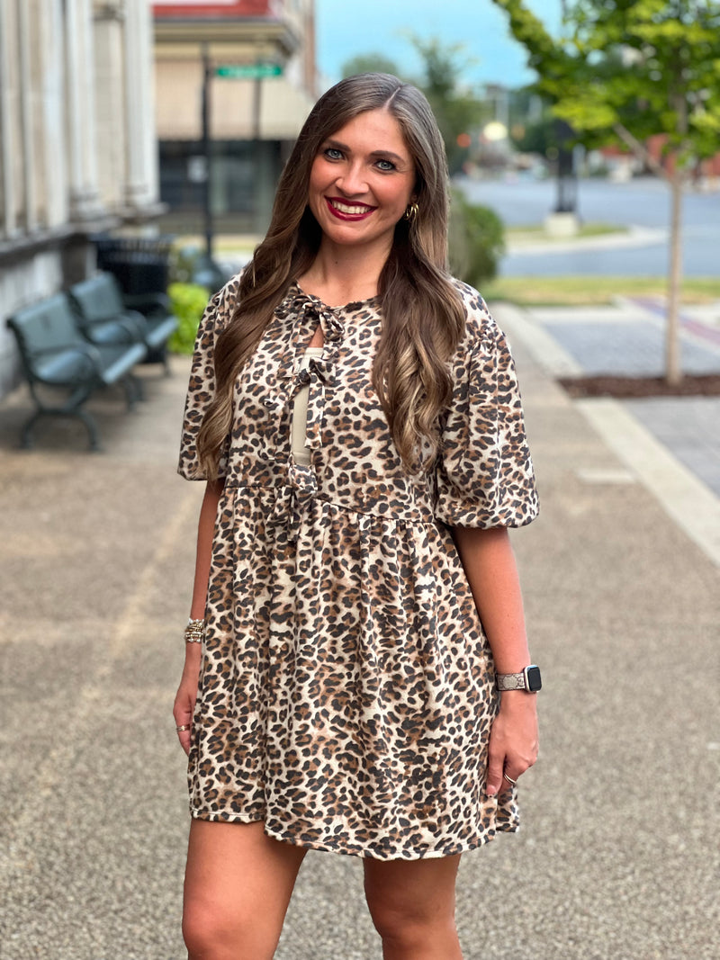 Animal Print Bow Dress Multi