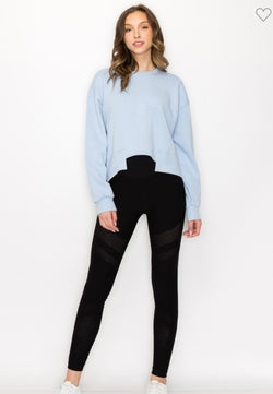 Oversized Cropped Sweatshirt Blue