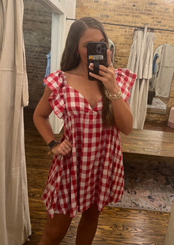 Gingham Sweetheart Dress Red