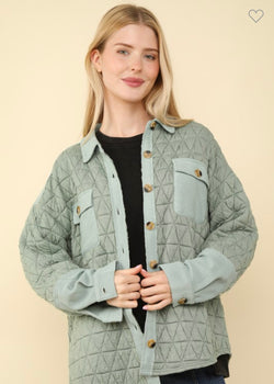 Quilted Shacket Sage