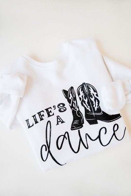 Life's a Dance Graphic Sweatshirt Top White