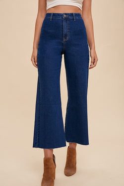 Stretch Wide Leg Denim Jeans Dark Denim