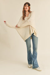 V-Neck Elbow Patch Sweater Top Khaki - Southern Fashion Boutique Bliss