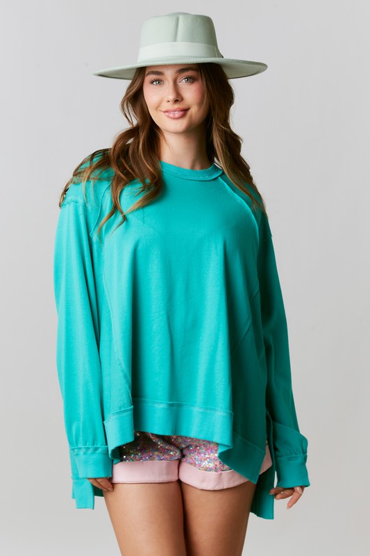 Reversed Stitch Oversized Top Dark Mint