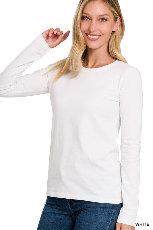 Crew Neck Long Sleeve T Shirt Top White Southern Fashion Boutique Bliss