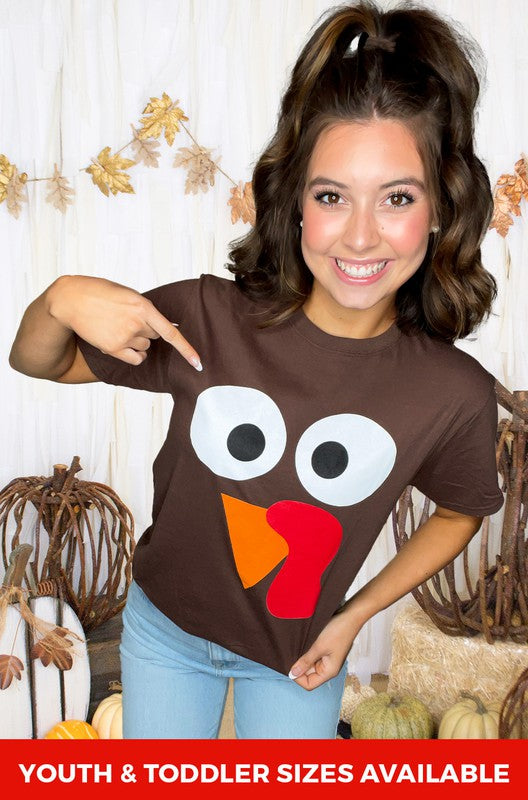 Turkey Face Thanksgiving Tee Brown