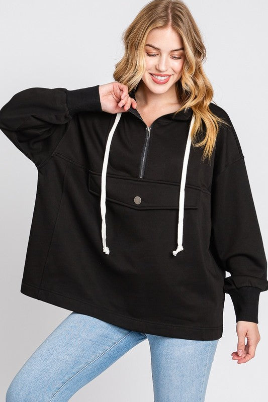 Hoodie Sweatshirt w/Front Pocket Black