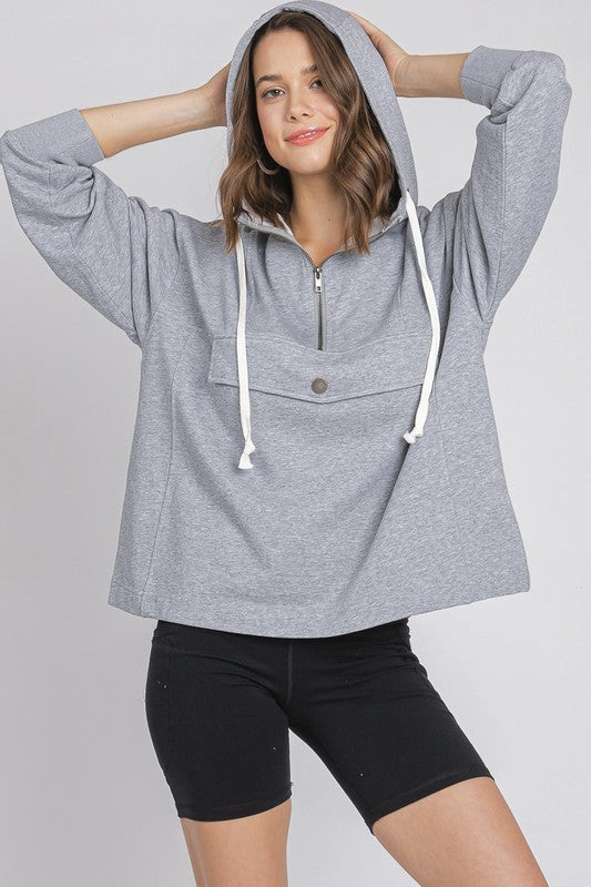 Hoodie Sweatshirt w/Front Pocket Heather Grey