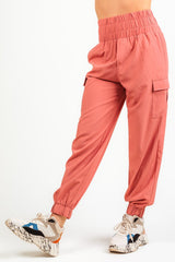 Elastic Waist Cargo Pants Pink - Southern Fashion Boutique Bliss