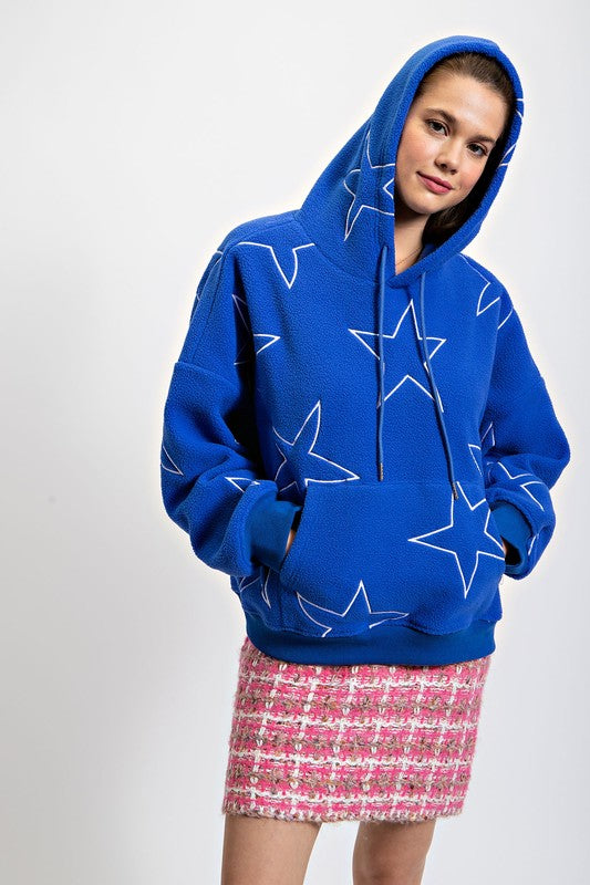 Starfish Sherpa Hoodie Top Royal