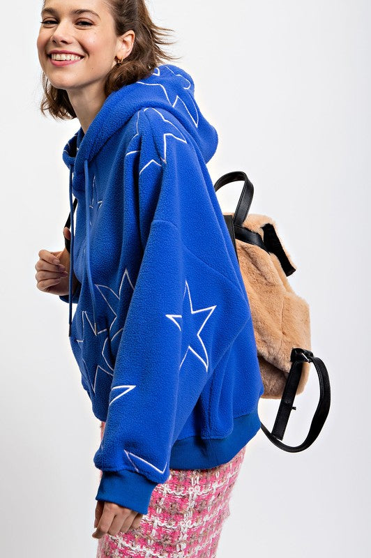 Starfish Sherpa Hoodie Top Royal