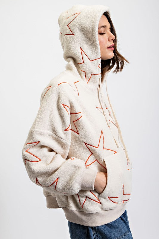 Starfish Sherpa Hoodie Top Ivory