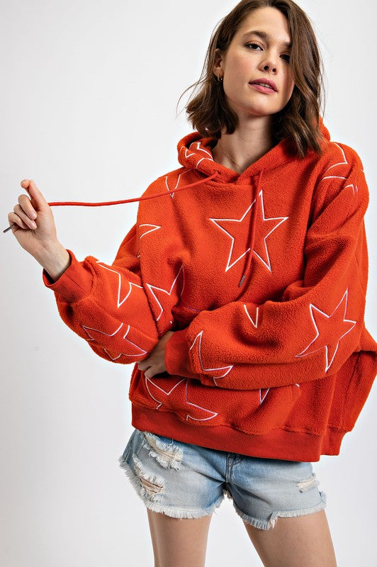 Starfish Sherpa Hoodie Top Pumpkin Spice