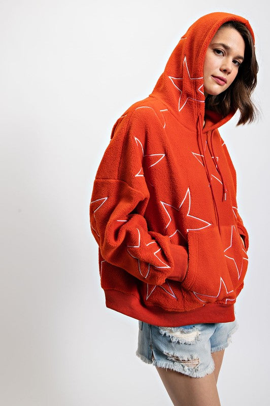 Starfish Sherpa Hoodie Top Pumpkin Spice