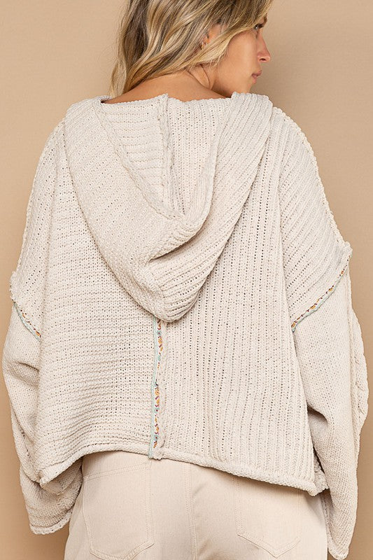 Balloon Sleeve Hoodie Sweater Almond Cream