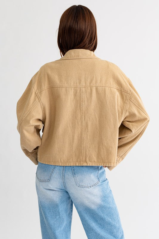 Boxy Detail Pocket Jacket Taupe