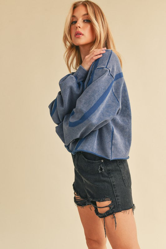 Vintage Washed Sweatshirt Top Blue