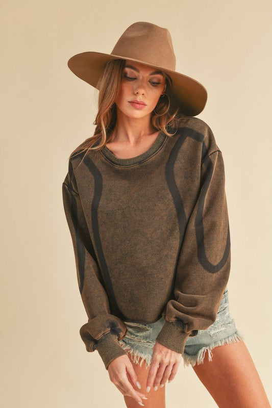 Vintage Washed Sweatshirt Top Caramel